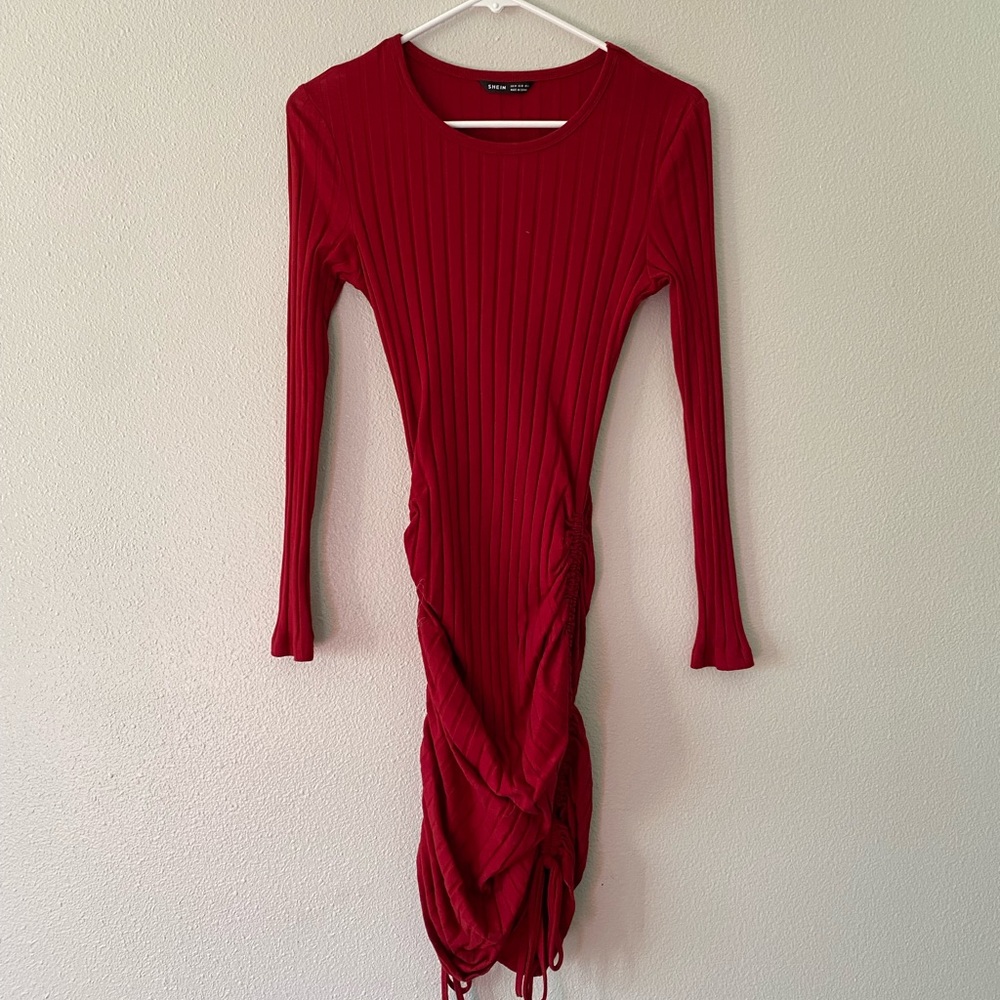 Red Rouched Mini Dress